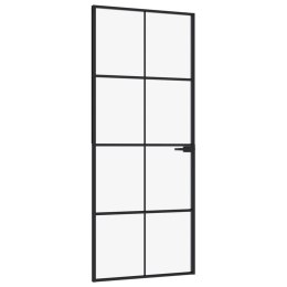 Drzwi wewnętrzne, czarne, 83x201,5 cm, szkło i aluminium