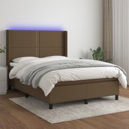 Łóżko kontynentalne z materacem, brązowe, 140x190 cm, tkanina