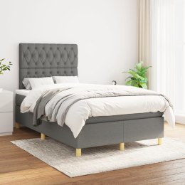 Łóżko kontynentalne z materacem, ciemnoszara tkanina 120x200 cm