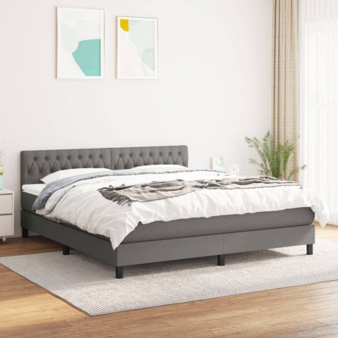 Łóżko kontynentalne z materacem, ciemnoszara tkanina 180x200 cm