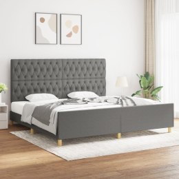 Rama łóżka z zagłówkiem, ciemnoszara, 200x200 cm, obita tkaniną