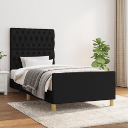 Rama łóżka z zagłówkiem, czarna, 90x200 cm, obita tkaniną