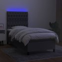Łóżko kontynentalne z materacem, ciemnoszara tkanina, 100x200cm