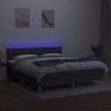 Łóżko kontynentalne z materacem, ciemnoszara tkanina, 180x200cm