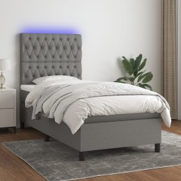 Łóżko kontynentalne z materacem, ciemnoszara tkanina, 90x200 cm