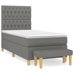 Łóżko kontynentalne z materacem, ciemnoszara tkanina 90x190 cm