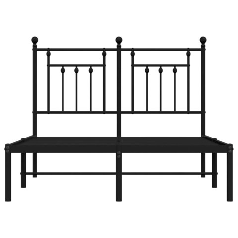 Metalowa rama łóżka z wezgłowiem, czarna, 120x190 cm