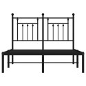 Metalowa rama łóżka z wezgłowiem, czarna, 120x200 cm