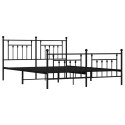 Metalowa rama łóżka z wezgłowiem i zanóżkiem, czarna, 180x200cm