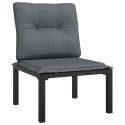 Krzesło ogrodowe z poduszkami, czarno-szare, polirattan