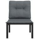 Krzesło ogrodowe z poduszkami, czarno-szare, polirattan