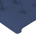 Rama łóżka z zagłówkiem, niebieska, 160 x 200 cm, obita tkaniną