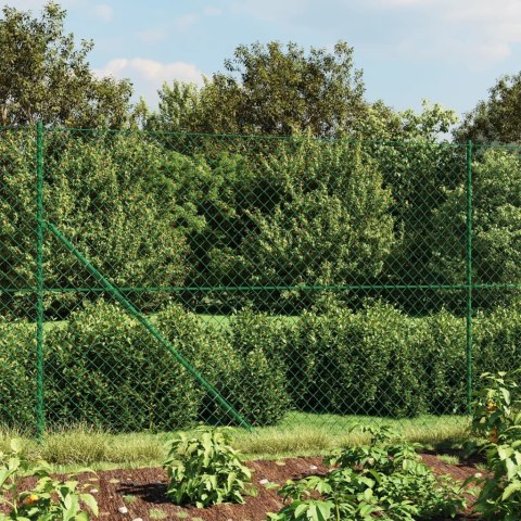 Ogrodzenie z siatki, ze stopami słupków, zielone, 1,4x10 m