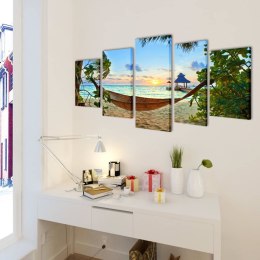 Zestaw obrazów Canvas 200 x 100 cm Plaża i Hamak