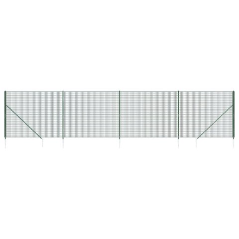 Ogrodzenie z siatki, z kotwami, zielone, 2x10 m