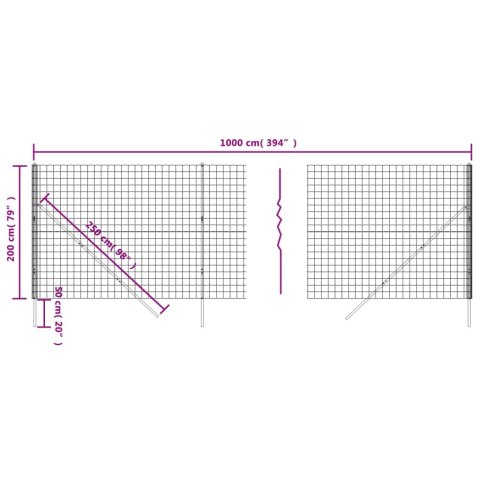 Ogrodzenie ze zgrzewanej siatki, zielone, 2x10 m Ogrodzenie ze zgrzewanej siatki, zielone, 2x10 m