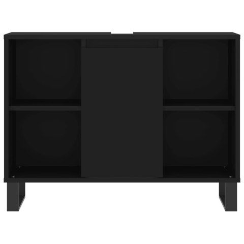 Szafka łazienkowa, czarna, 80x33x60 cm, materiał drewnopochodny