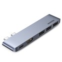 Wielofunkcyjny HUB port do MacBook Pro / Air 2x USB-C na USB-C HDMI 3x USB 3.0 - szary