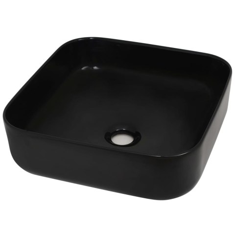 Ceramiczna umywalka kwadratowa, 38 x 38 x 13,5 cm, czarna Ceramiczna umywalka kwadratowa, 38 x 38 x 13,5 cm, czarna