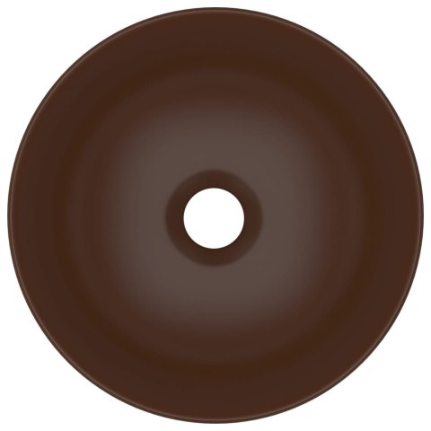Umywalka łazienkowa, ceramiczna, ciemnobrązowa, okrągła