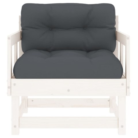 Fotele ogrodowe z poduszkami, 2 szt, białe, lite drewno sosnowe