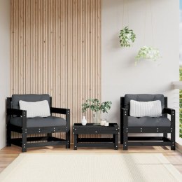Fotele ogrodowe z poduszkami 2 szt, czarne, lite drewno sosnowe