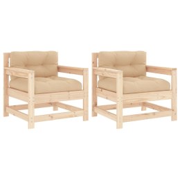 Fotele ogrodowe z poduszkami, 2 szt., lite drewno sosnowe