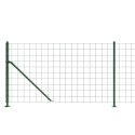 Ogrodzenie z siatki, ze stopami słupków, zielone, 1,1x25 m