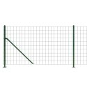 Ogrodzenie z siatki, ze stopami słupków, zielone, 1x25 m