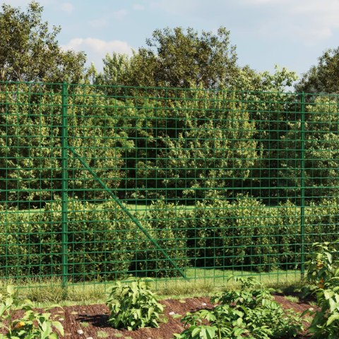 Ogrodzenie z siatki, ze stopami słupków, zielone, 1,6x10 m