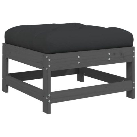 Podnóżki ogrodowe z poduszkami, 2 szt., szare, drewno sosnowe