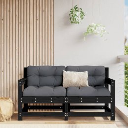 Fotele ogrodowe z poduszkami 2 szt, czarne, lite drewno sosnowe