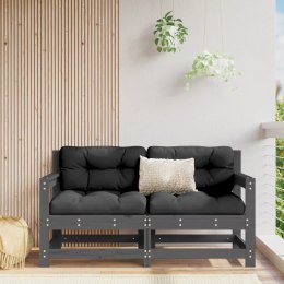 Fotele ogrodowe z poduszkami, 2 szt, szare, lite drewno sosnowe