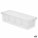 Organizer do lodówki Biały Przezroczysty Plastikowy 37,5 x 9 x 14,3 cm (12 Sztuk)