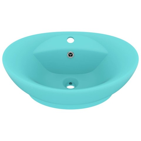 Owalna umywalka z przelewem, matowa jasna zieleń, 58,5x39 cm