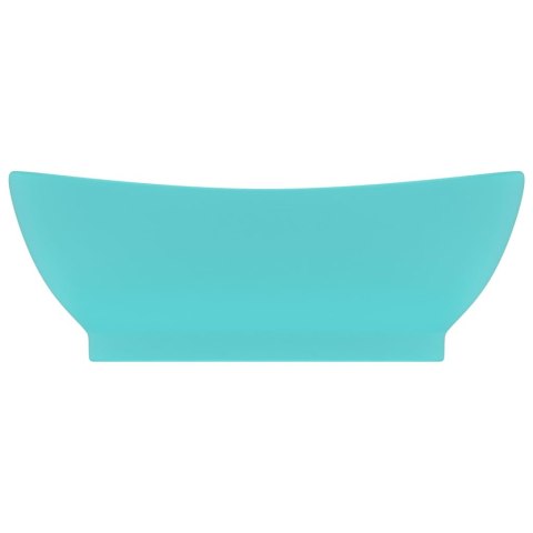 Owalna umywalka z przelewem, matowa jasna zieleń, 58,5x39 cm