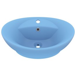 Owalna umywalka z przelewem, matowy błękit, 58,5x39cm, ceramika
