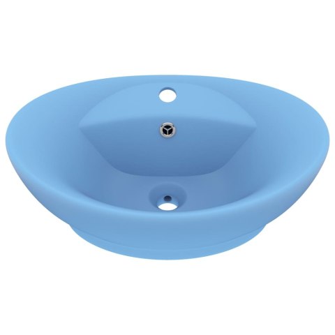 Owalna umywalka z przelewem, matowy błękit, 58,5x39cm, ceramika