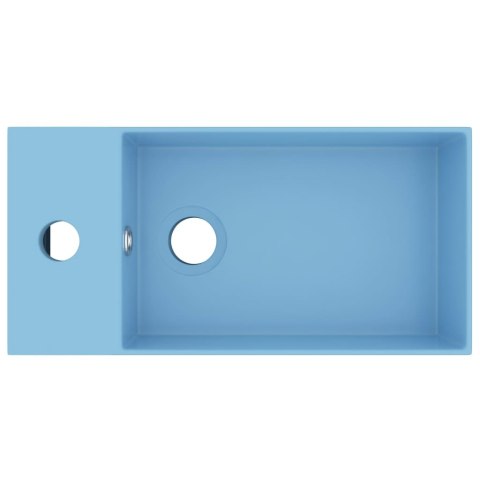 Umywalka z otworem przelewowym, ceramika, błękitna