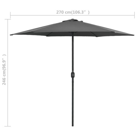 Parasol ogrodowy na słupku aluminiowym, 270x246 cm, antracytowy