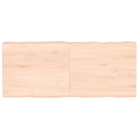 Blat stołu, 140x60x6 cm, surowy, lity dąb z naturalną krawędzią