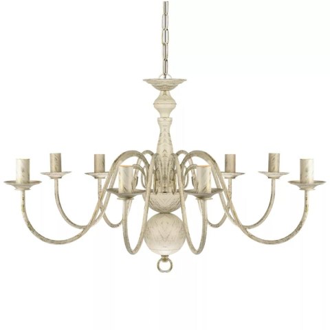 Biały, metalowy żyrandol w starym stylu, 8 żarówek