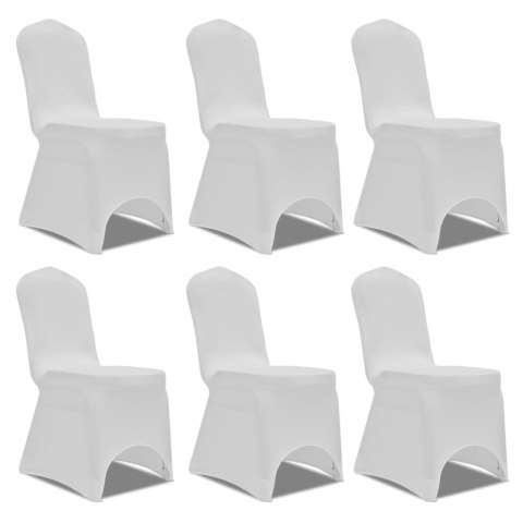Białe elastyczne pokrowce na krzesła, 6 szt.