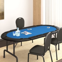 Składany blat do pokera dla 10 osób, niebieski, 208x106x3 cm