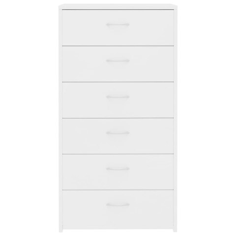 Komoda, 6 szuflad, biała, 50x34x96 cm, materiał drewnopochodny
