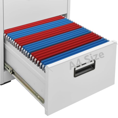 Szafka kartotekowa, jasnoszara, 46x62x133 cm, stalowa