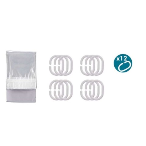 Zasłona prysznicowa Berilo Szary Przezroczysty Plastikowy PEVA 180 x 180 cm 16 x 28,5 x 4 cm (12 Sztuk)