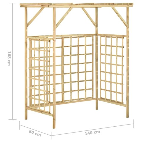 Pergola na dwa kosze na śmieci, impregnowane drewno sosnowe Pergola na dwa kosze na śmieci, impregnowane drewno sosnowe