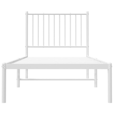 Metalowa rama łóżka z wezgłowiem, biała, 80x200 cm
