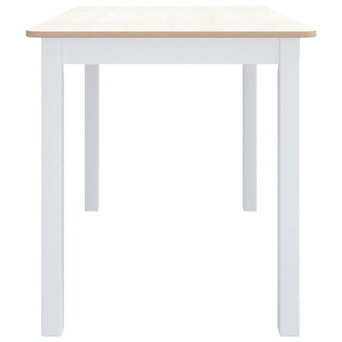 Stół biało-brązowy, 114 x 71 x 75 cm, lite drewno kauczukowca